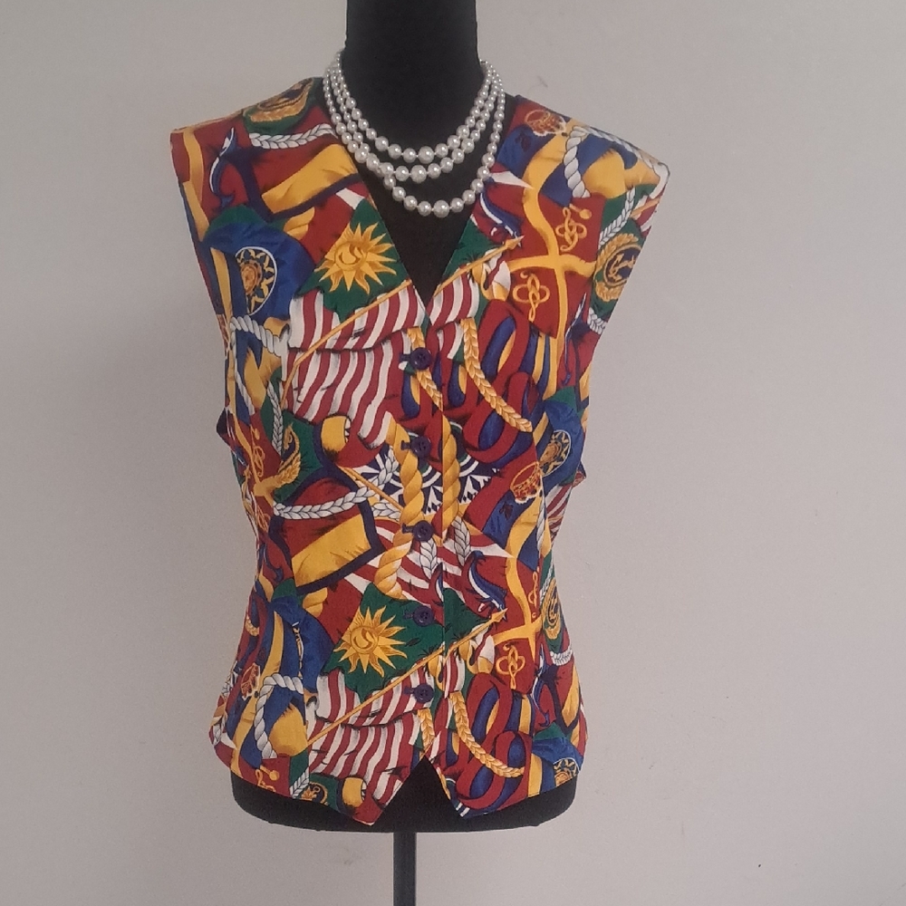 Pendleton Multicolor Nautical Print Sleeveless Bl… - image 1